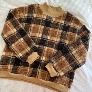 SHEIN Tan Plaid Sweater